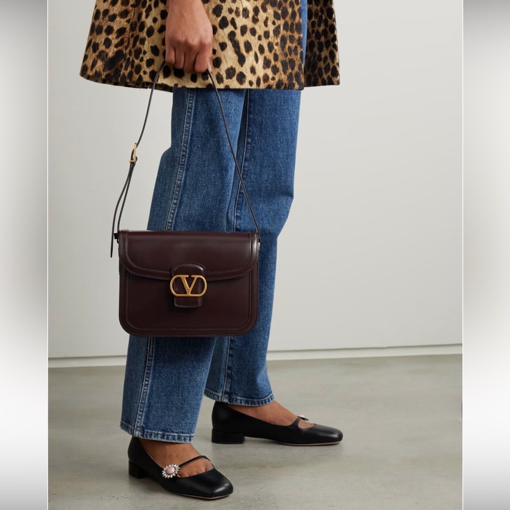 Valentino Garavani Brown 9to5 Calfskin Leather Shoulder / Crossbody Bag NWT